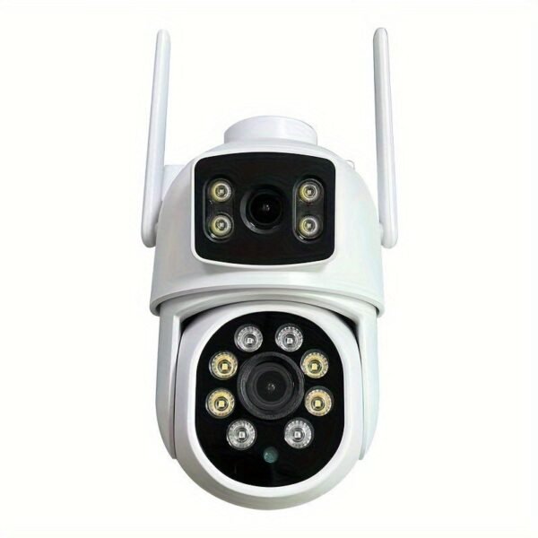 4MP(2MP+2MP) WiFi Security Camera Outdoor, Dual Lens 2.4/5ghz Wireless IP Camera Video Surveillance For Home Security CCTV Monitor,AI Human Tracking, Color Night Vision,Two Way Audio,Pan Tilt Rotation,Work For Eseecloud APP,Without TF Card