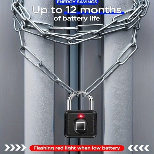 Fingerprint Padlock, Smart Padlock, Locker Lock, Biometric Metal Keyless Fingerprint Lock, Waterproof, For Gym Locker, School Locker, Luggage, Backpack, Suitcase, Black