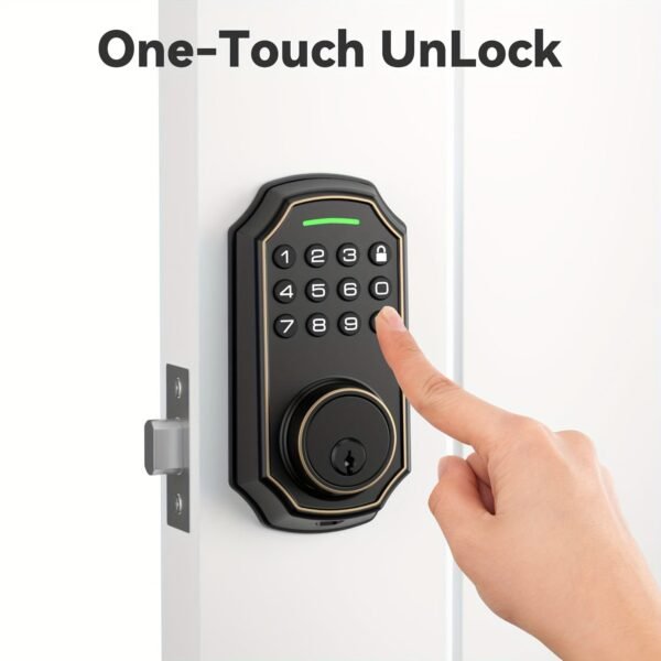 BULIST Smart Deadbolt Door Lock, Pin Code Unlock - One-time Codd Unlock - Mechanical Key Unlock, Keyless Entry Door Lock With Backlit Keypad And Auto-Lock Enable Or Disable, Voice Prompt, Easy To Install And Programming, Long Battery Life (only In North A