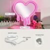 1pc Pink Heart Mirror Neon Signs For Wall Decor, Neon Mirror Lights For Women Girls Room Decor, USB Powered Led Signs For Preppy Room Decor, Pink Party Decor