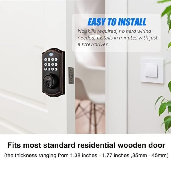 Noqiz Keyless Entry Door Lock, Smart Lock With Touchscreen Keypad, Secure Deadbolt Lock With 50 User Codes, Easy Installation, Auto Lock, Bedroom Door, Home, Apartment, M15 ORB