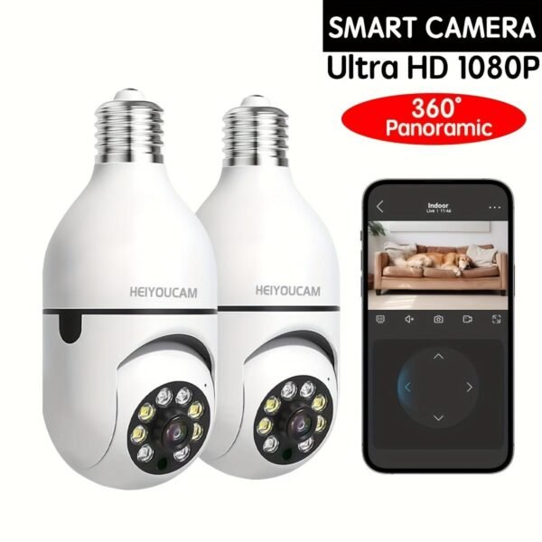 Light Bulb Security Cameras Indoor Wireless WiFi Camera 2.4GHz, 360 Degree, E27 Light Socket Screw In Security Cameras For Home Security Safe Cam Lightbulb Cameras Night Vision, 355° Pan/Tilt For Home Security Safe Light Bulb Cameras Indoor/outdoor, HD 10