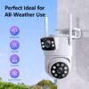 Multifunctional security camera wireless outdoor waterproof WiFi security monitoring 2K high-definition dual lens automatic rotation pan tilt night vision motion detection bidirectional call security camera