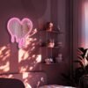 1pc Pink Heart Mirror Neon Signs For Wall Decor, Neon Mirror Lights For Women Girls Room Decor, USB Powered Led Signs For Preppy Room Decor, Pink Party Decor