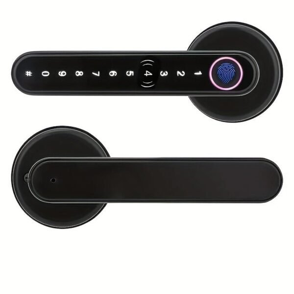Smart Door Knob, Fingerprint Door Lock Smart Lock Biometric Door Lock Fingerprint, NO APP, Black And Silvery, Great For Bedrooms, Cloakroom, Apartments Offices, Hotels