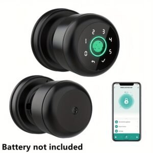 GHome Smart Fingerprint Door Lock with Keypad Door Knob, Biometric Door Smart Lock & App Control, Suitable for wooden or steel doors from 3.5-5.5 cm/ 1.38-2.17 inch, Interior Door Knob with Key Great for Bedroom, Apartments, Offices and Hotels