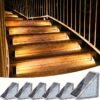 2 Packs Solar Stair Lights, High Brightness, RGB Steps Outdoor, Suitable For Garden Backyard Stairs, Stairs, Front Steps, Porches And Decks, Warm White