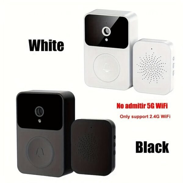 1pc Doorbell Camera Wireless, Intelligent Visual Doorbell Home Intercom HD Night Vision WiFi Rechargeable Security Door Doorbell, Two-Way Calls, Photo, Recording, APP Control, Voice Change Function (White) Build-in Battery.