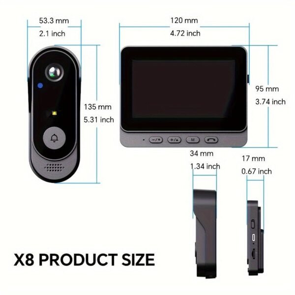 1 Set, Waterproof True Wireless Video Doorbell, 480P Camera Pixel, With 4.3 Inch Screen Real Time Indoor Monitor, No App Required, No Network Required, Friendly Using For Elders, Support SD Card Slot Saving Images & Videos, Local Storage