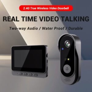 1 Set, Waterproof True Wireless Video Doorbell, 480P Camera Pixel, With 4.3 Inch Screen Real Time Indoor Monitor, No App Required, No Network Required, Friendly Using For Elders, Support SD Card Slot Saving Images & Videos, Local Storage