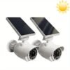 2 Packs, Solar Powered Dummy Camera, Fake Security Camera With LED PIR Motion Sensor Detection Light, Flood Light For Garden, Outdoor, Homes, Office, Shops, Garage