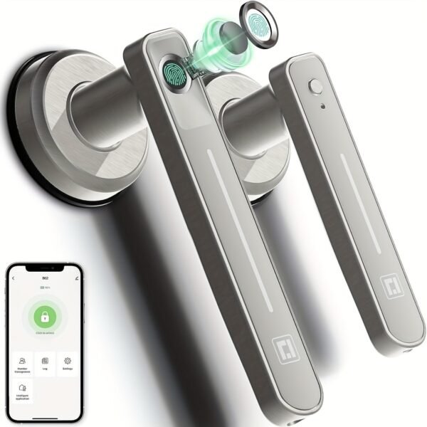GeekTale Fingerprint Door Lock, Smart Door Lock With App, Smart Door Handle Fingerprint Door Knob Door Levers For Bedroom,