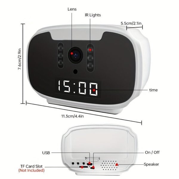 2MP Wifi Security Camera, For Indoor And Home Security, Clock Camera, Temp Showing, 2 Way Audio, Motion Detection, 1080P Night Vision, App Online Viewing, Without SD Card