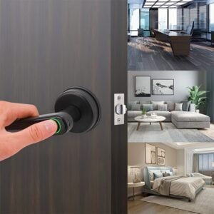 Smart Door Knob, Fingerprint Door Lock Smart Lock Biometric Door Lock Fingerprint, NO APP, Black And Silvery, Great For Bedrooms, Cloakroom, Apartments Offices, Hotels