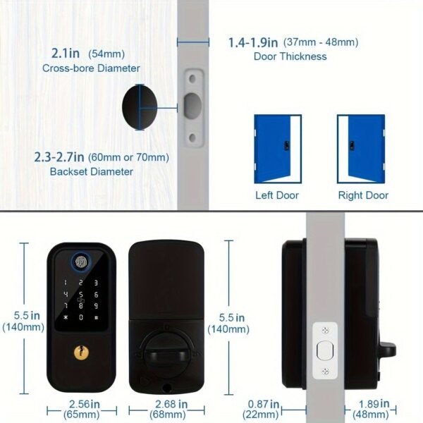 The Keyboard Lock With Handle And Intelligent Biometric Fingerprint Lock Is Suitable For Front Doors, Providing Keyless Entry. The Automatic Door Bolt Lock Is Suitable For Homes, Hotels, Apartments, And Offices.