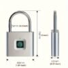 Mini Smart Fingerprint Padlock, Waterproof Security Door Lock, Antitheft Keyless USB Rechargeable Lock For Suitcase Luggage