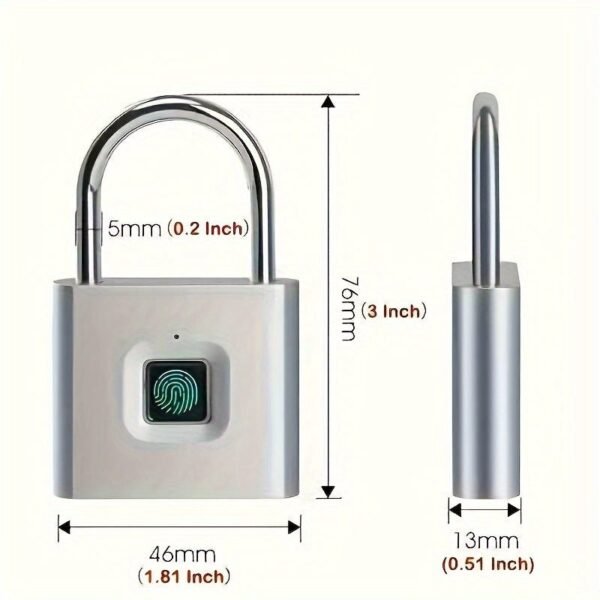 Mini Smart Fingerprint Padlock, Waterproof Security Door Lock, Antitheft Keyless USB Rechargeable Lock For Suitcase Luggage