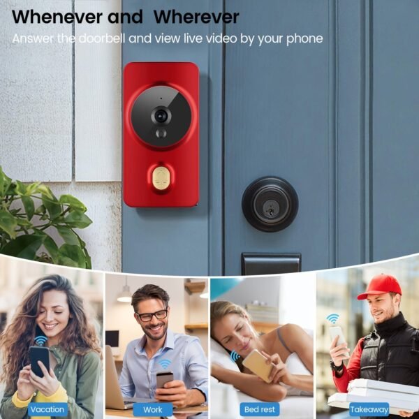 New Smart Video Doorbell, APP Control Phone Reminder Two-way Intercom, 2.4G Wireless Wifi For Home And Commercial Use, Night Vision With Cloud Storage Function Camera, No Hole Installation (AAA Battery Power, Shipped Without Battery)