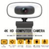4K HD Computer Webcam, Plug And Play, No Driver Required USB Interface Webcam, Built-in Microphone, Webcast Fill Light, Voice Call Conference Camera, Work Camera, Laptop External Webcam